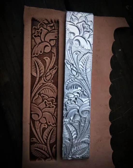

Handmade Aluminum Alloy Leather Embossing Mold, Rose Roll Pattern Belt Embossing Mold That Can Be Continuously Spliced