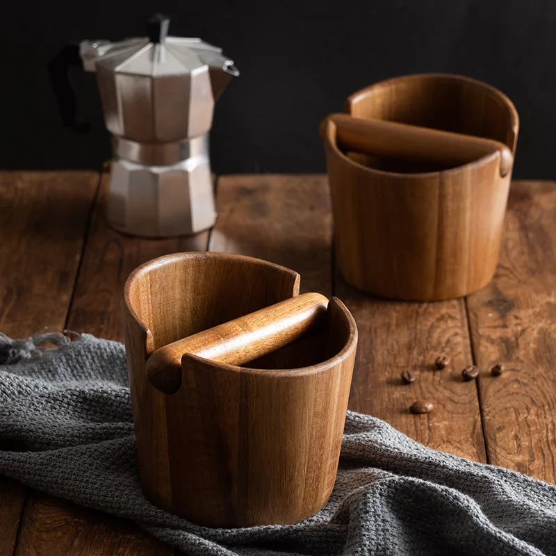 

Wooden Coffee Knock Box Espresso Knock Box with Screwed Minimalist Round Knock Container Kitchen Accessories