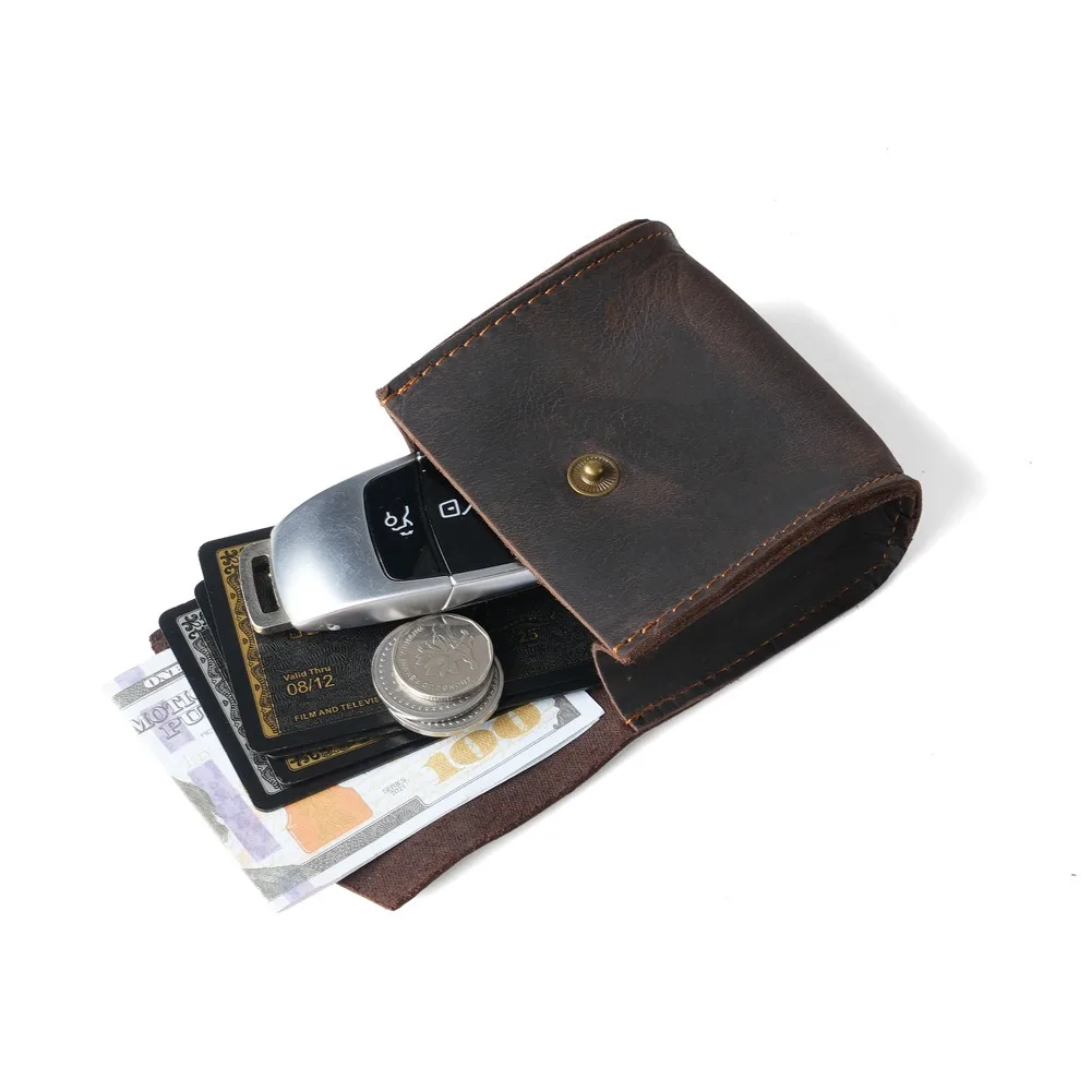 

Premium Leather Coin Pouch Compact Change Holder Hasp Mini Pocket Wallet Coin Purses for Men and Women Front Pocket Wallet