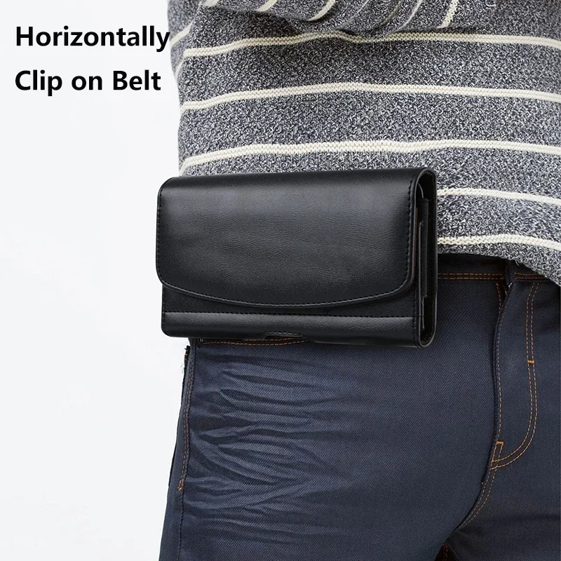 Leather Holster Card Holder Phone Pouch for iPhone 16 15 14 Pro Max Samsung S25 Ultra S24 S23 Plus Universal Belt Clip Waist Bag