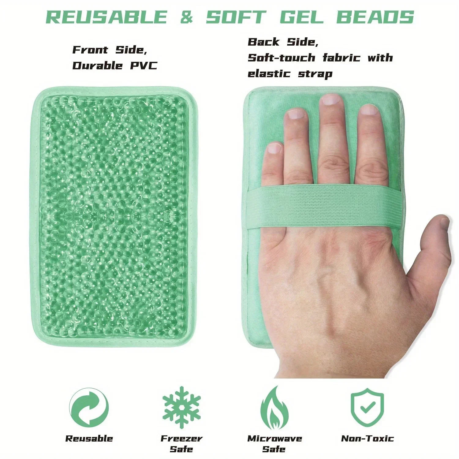 Gel Ice Pack with Strap Hot & Cold Therapy for Knee Foot Back Wisdom Tooth Reusable & Flexible Gel Beads Personal Care Tools