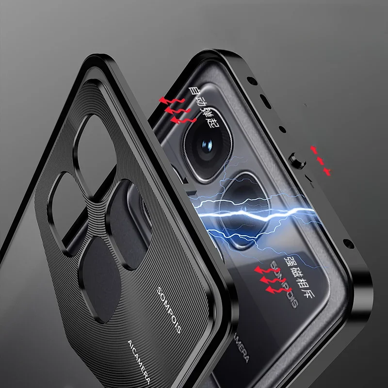 Custodia magnetica in vetro temperato per Xiaomi Redmi K70 Ultra Cover posteriore con struttura in metallo in lega per custodie Redmi K70Ultra opaca