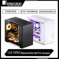 Jonsbo U4 MINI MESH MATX Case Black Side Transparent Tempered Glass Support Back Insertion Motherboard ITX Desktop Small Chassis
