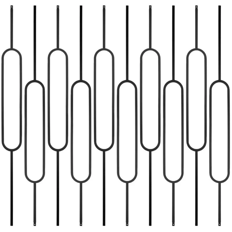 철 난간 동자 - 연철 계단 난간 동자 - 이중 트위스트 금속 스핀들 - 44" X 1/2" - 10개 상자(새틴 블랙)