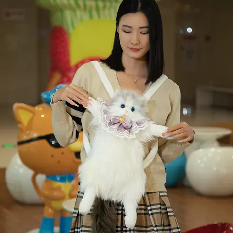 Söt Simulerad Katt Designer Ryggsäck Dam Kawaii Mjuk Plysch Trendig Ryggsäck Handväska För Kvinna Skolväska Present För Flickor 8 best sales katt plyschväska - №4