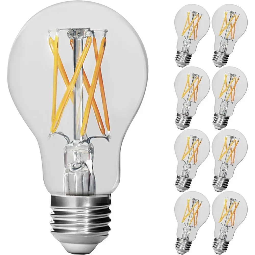 

A19 LED Light ilament Bulb, 100W Equivalent, Dimmable, E26 Base, 2700K Sot White, Vintage Edison Clear Glass Light Bulb or Home,