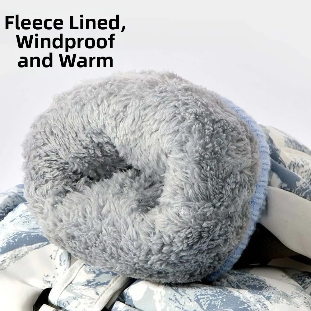 Fleece Lined Tie Dye Gloves Windproof Thick Warm Ski Mittens Thermal Adjustable Strap Touchscreen Handwear Mountain Climbing