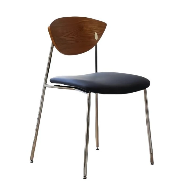 

Household Modern Light Luxury Simple Nordic Solid Wood Dining Chair Stainless Steel Chair