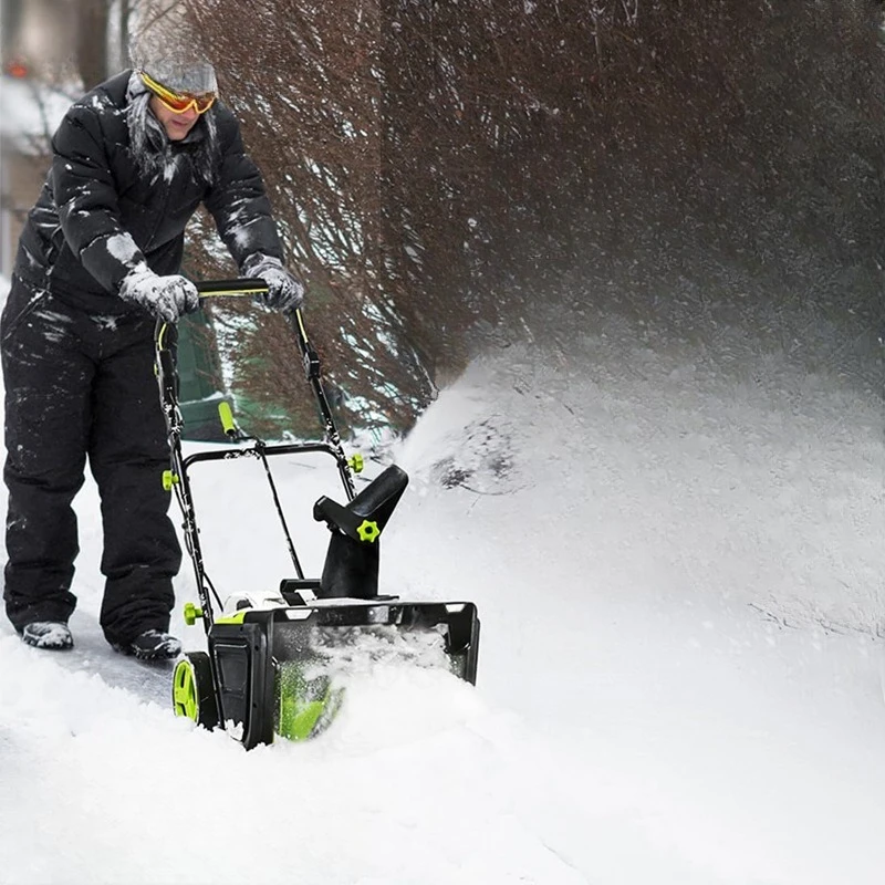 Electric wireless hand push snow plow small snow clearing equipment school road cleaning