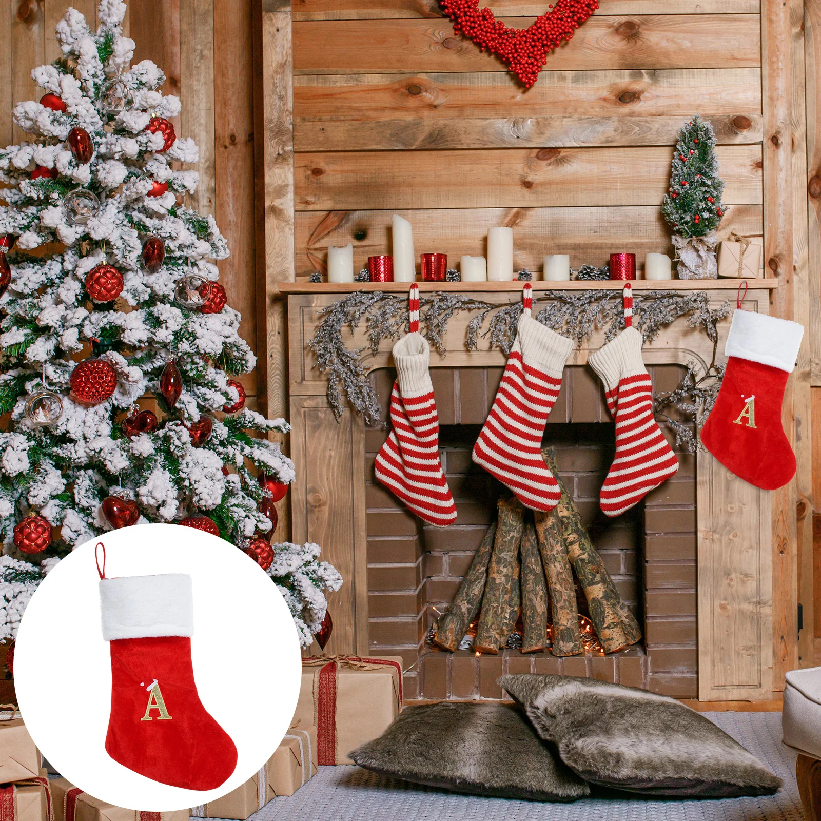 

Christmas Stocking Xmas Letter Stocking Size Suitable for Candy Decorative Hanging Xmas Party Sock Christmas Sock