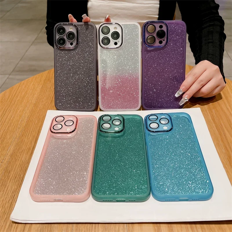 Luxury Shockproof Glitter Clear Soft Case For Xiaomi Redmi Note 13 12 12S 12C 11 11S 10 10A 10C 9T 9C A1 Lens Transparent Cover