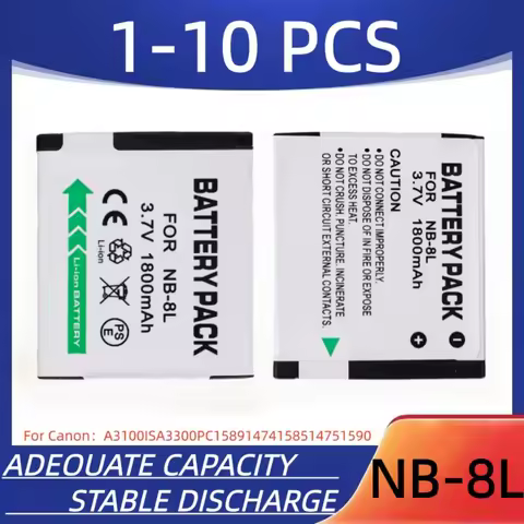 NB-8L digital camera battery 1800mAh NB8L rechargeable battery, suitable for Canon A3300 A3200 A3100 A3000 A2200 A1200 IS