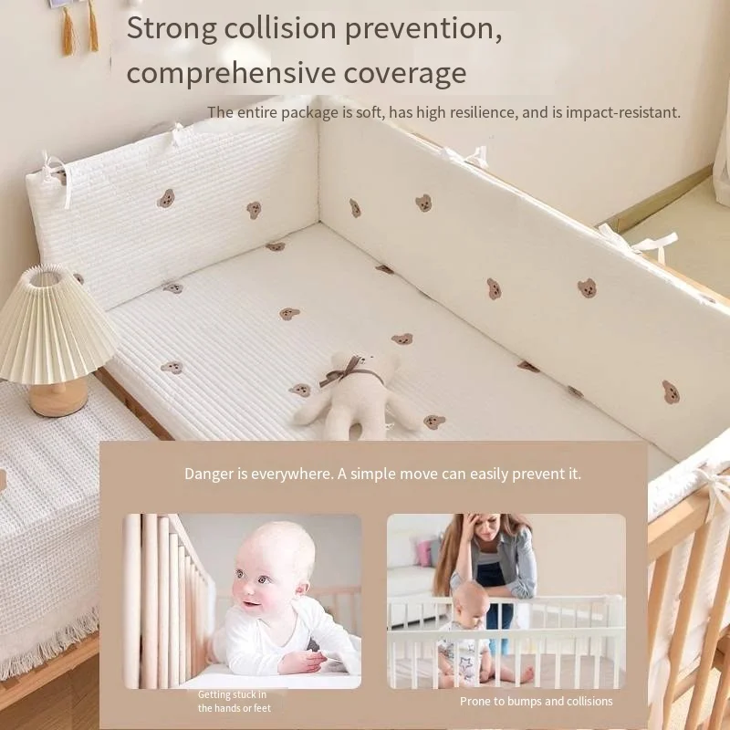 

Children Splicing Bed Fence Crib Fence Soft Bag Heightened One-piece Pure Cotton Anti-collision Edge Protection Baby Flat Bed