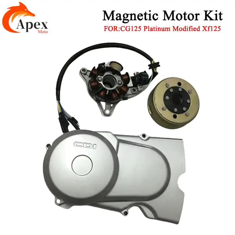 Bobina magneto para motocicleta cg125, capa cdi, rotor de bobina, magneto de aço magnético para honda 125cc cg 125, peças de reposição para motor