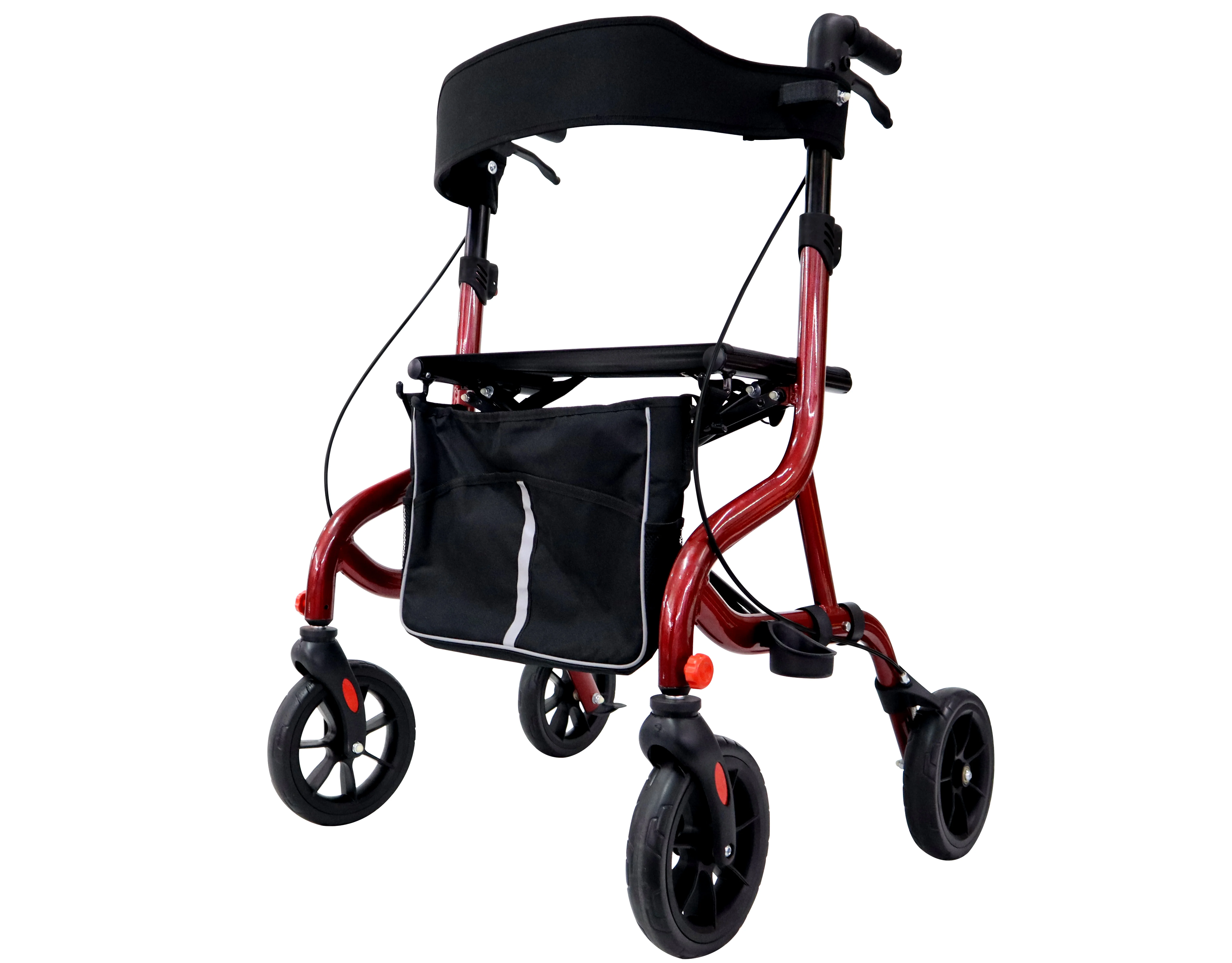 

Aluminum Hand Push Rollator Walker With Foldable Seat Elderly Mobility Assisted Walking Adult Walker