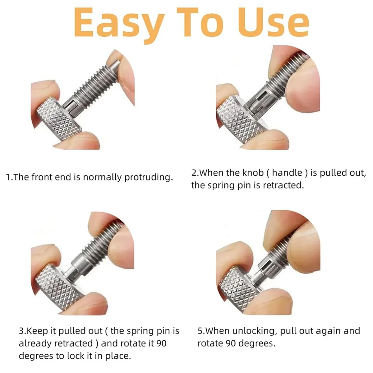 

2Pcs M16 Stainless Steel Hand Retractable Spring Plunger Quick Release Pin with Nut Knurled Handle