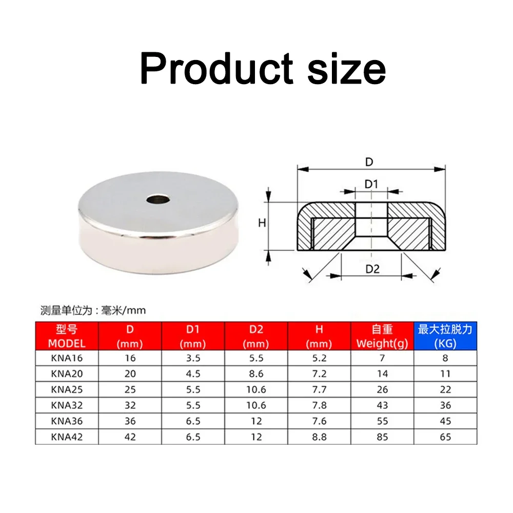 Super mocne magnesy neodymowe D16mm 20mm 25mm 32mm 36mm 42mm z łbem stożkowym okrągłe stałe magnetyczne magnesy ziem rzadkich dla majsterkowiczów