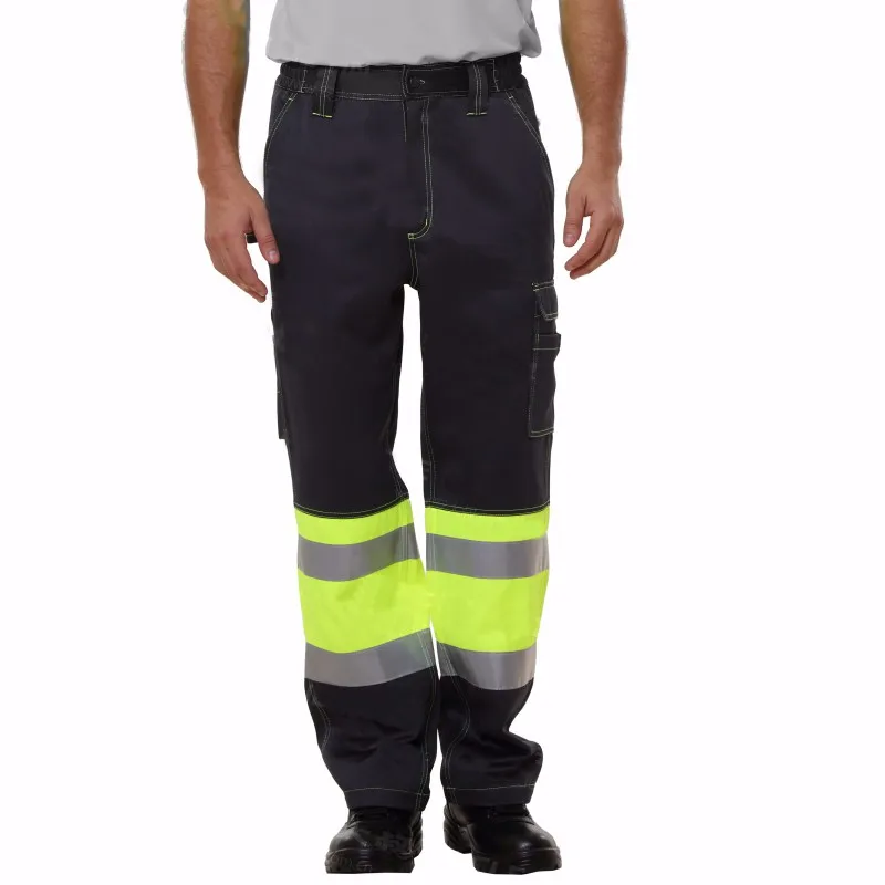 Hi Vis Pants Orange Two Tone Workwear Pants for Construction Working Pants with Reflective Stripes