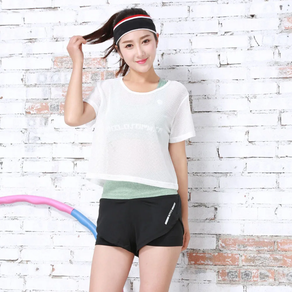 Fitness Tank Short Sleeve T Shirt Mesh Women Yoga Blouse Vacation Casual Blouse L Applicable Gender Clothing Length Item