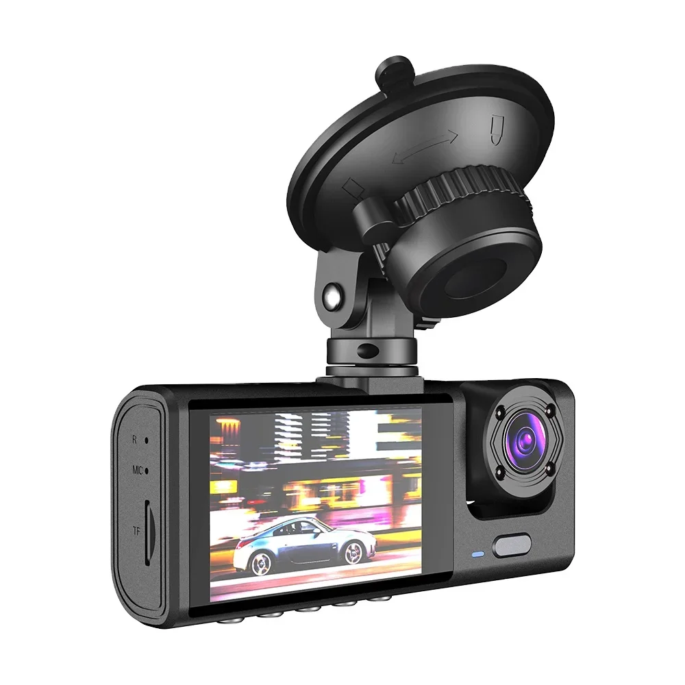 Cam Car DVR HD1080P DashCamera3 Lens2.0inch IPS Video RecorderCycleDashcamMirrorDrivingRecorderNight Vision car accessories