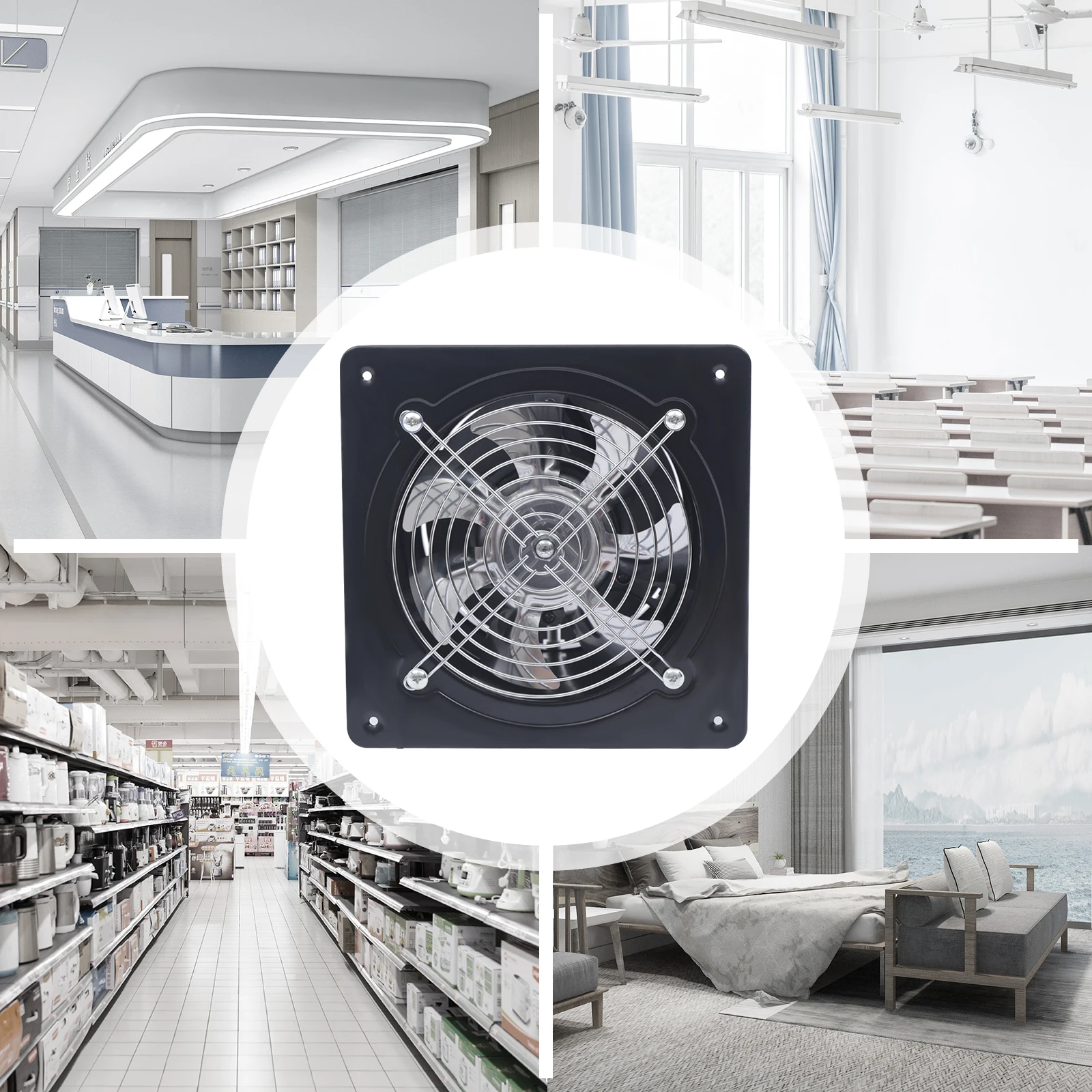 150mm Axial Industrie Ventilator Gebläse Lüfter Fit Zuluft Abluft Wand Fenster