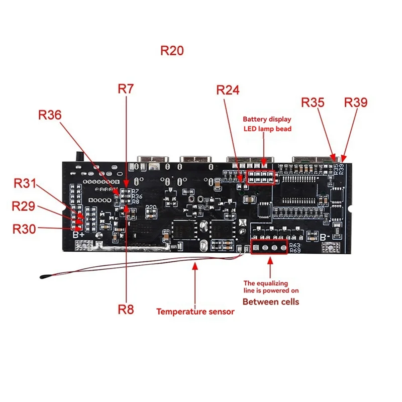 B04B-LED Dual USB PD Fast Charge 5A Type-C USB Mobile Power Bank 18650 Charging Module Temperature Protection