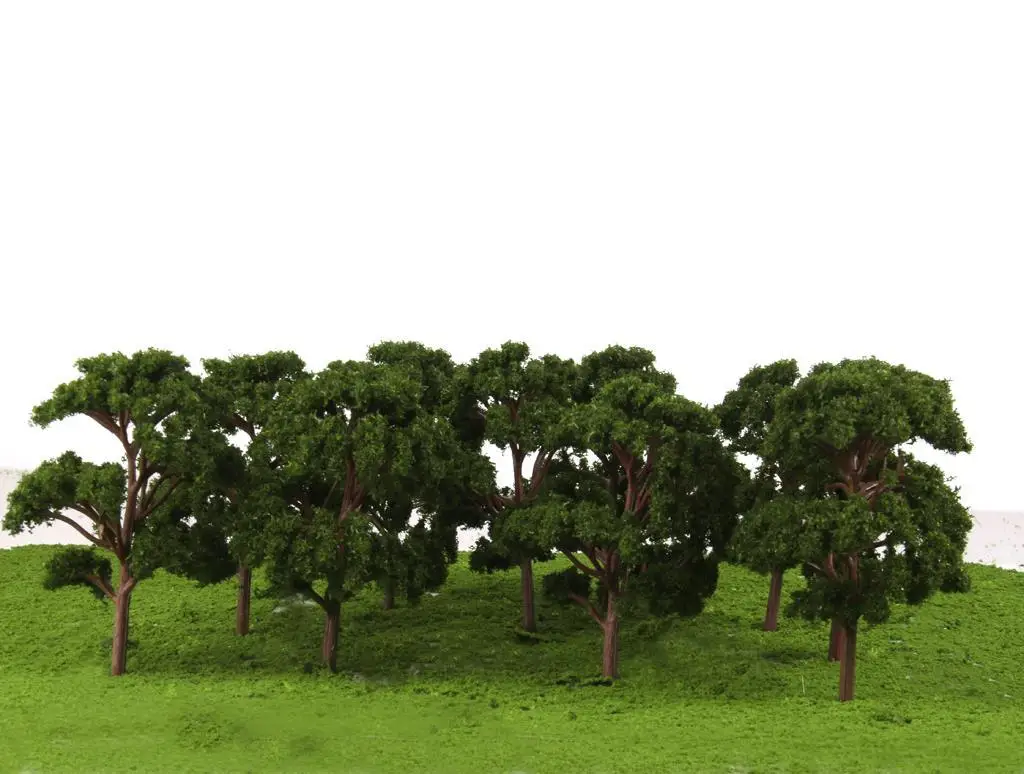 10PCS 1:75 Plastic Model Train Artificial Miniature Tree Scenery Landscape Railroad Decor Building Landscape Accessories Toys