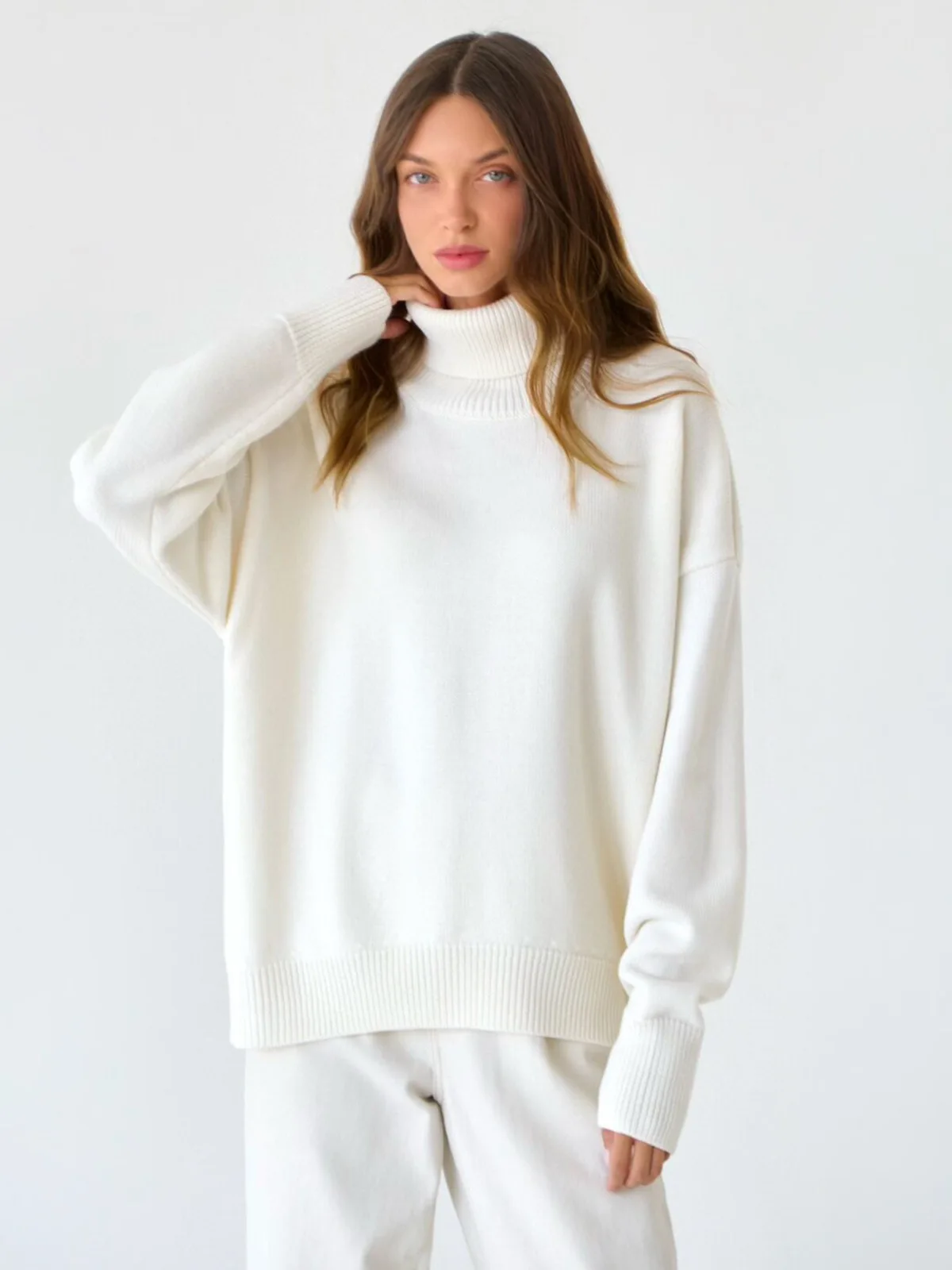MsChuh Women's Turtleneck Sweaters chic Autumn Winter Thick Warm Pullover Top Oversized Casual Loose Knitted Jumper Female Pull 4