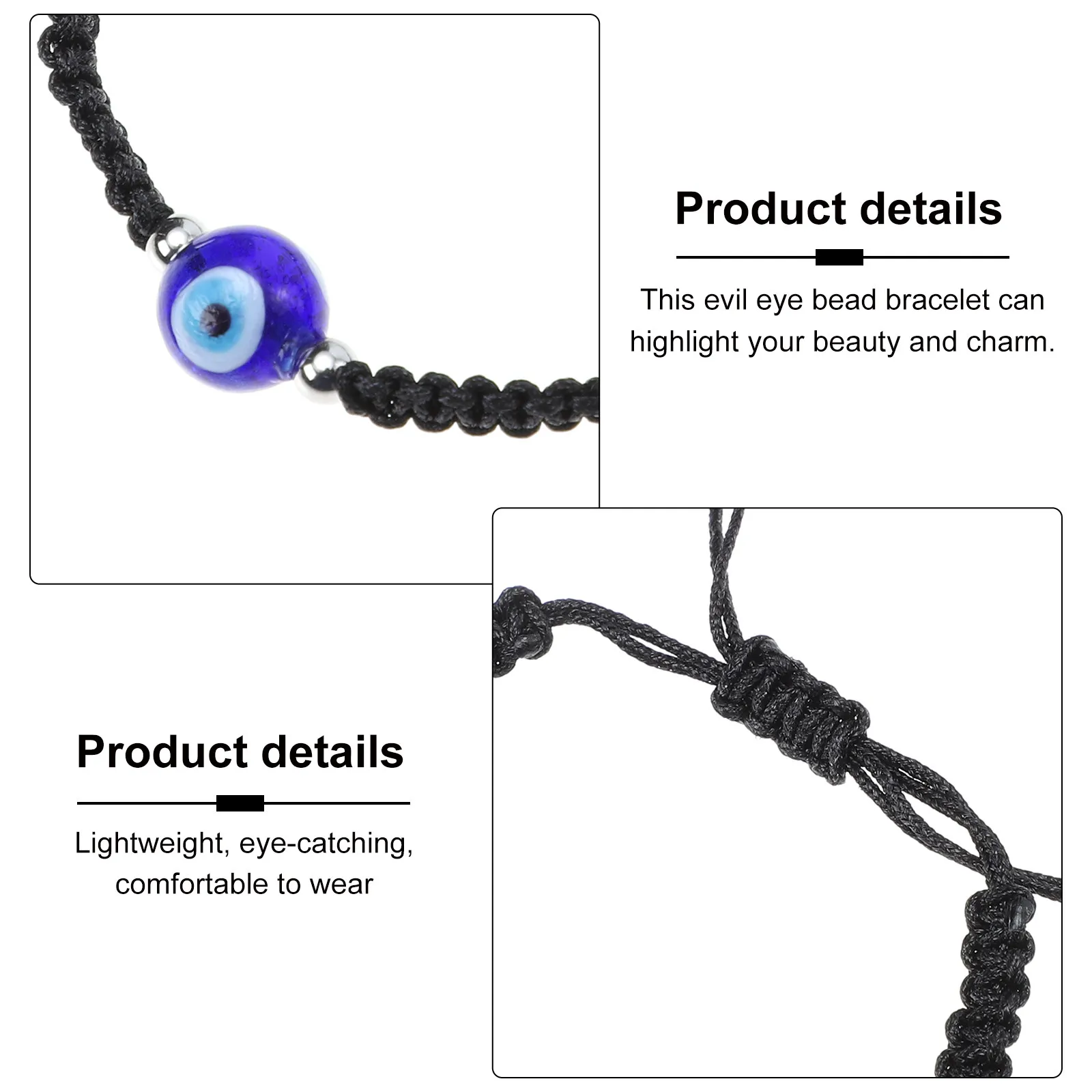 2Pcs Evil Eye Bracelet Set Minimalist Adjustable Braided Rope Bracelet for Women Men Gift for Birthday Graduation