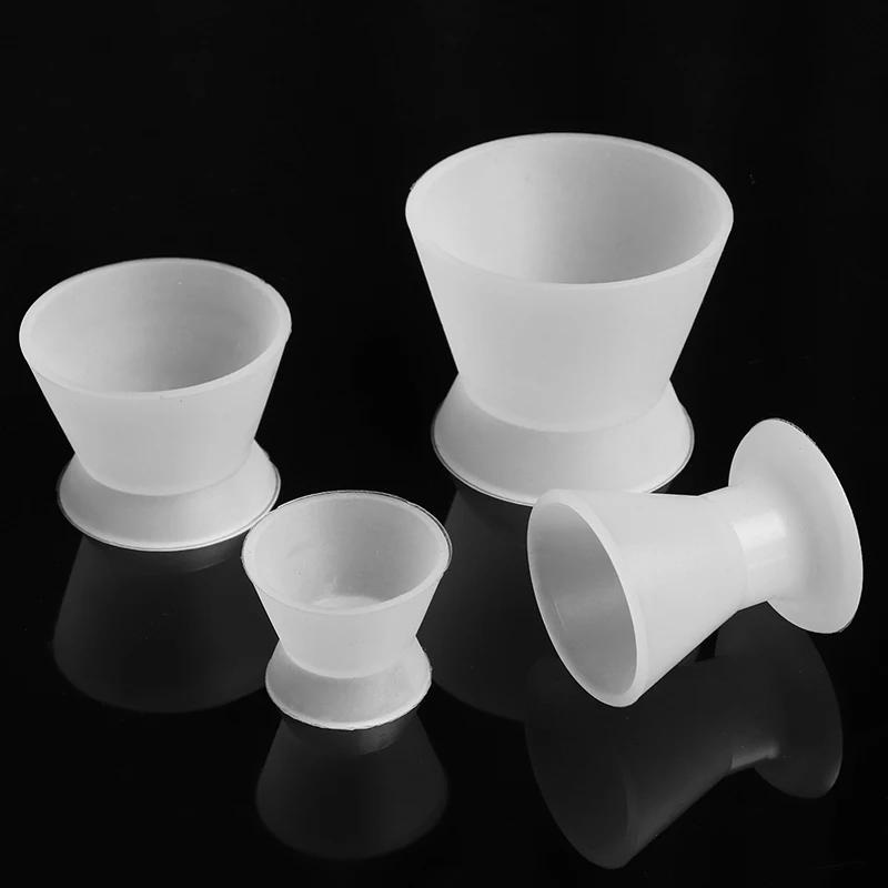 4Pcs Dental Silicone Rubber Cup Flexible Self Solidifying Mixing Bowls High Temperature Disinfecting Rubber Mixing Bowl Tool