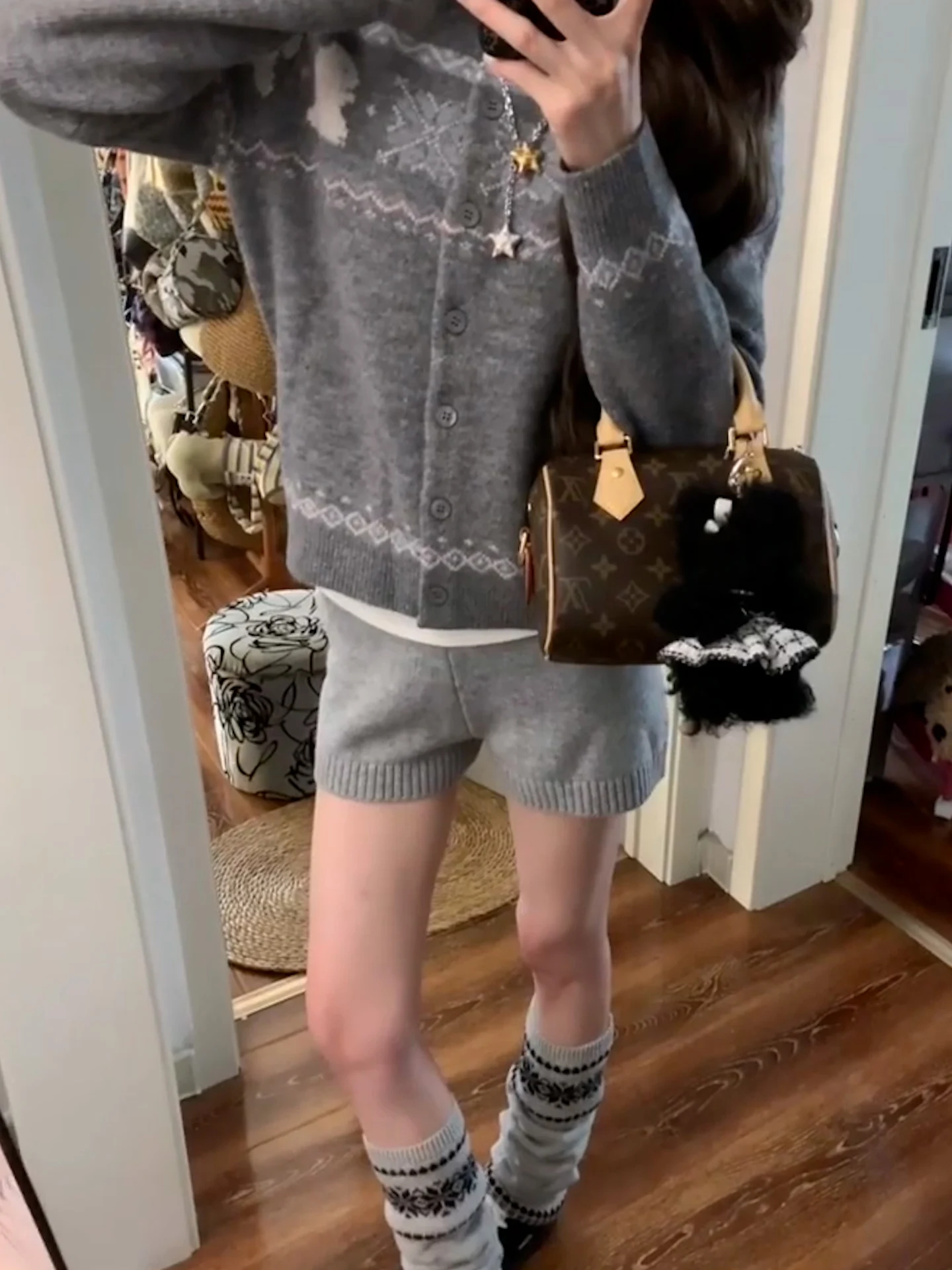 ハイウエストニットパンツ レディース カジュアルパンツ ストレートレッグ ヒップカバー 秋冬新作 韓国デザイン 快適