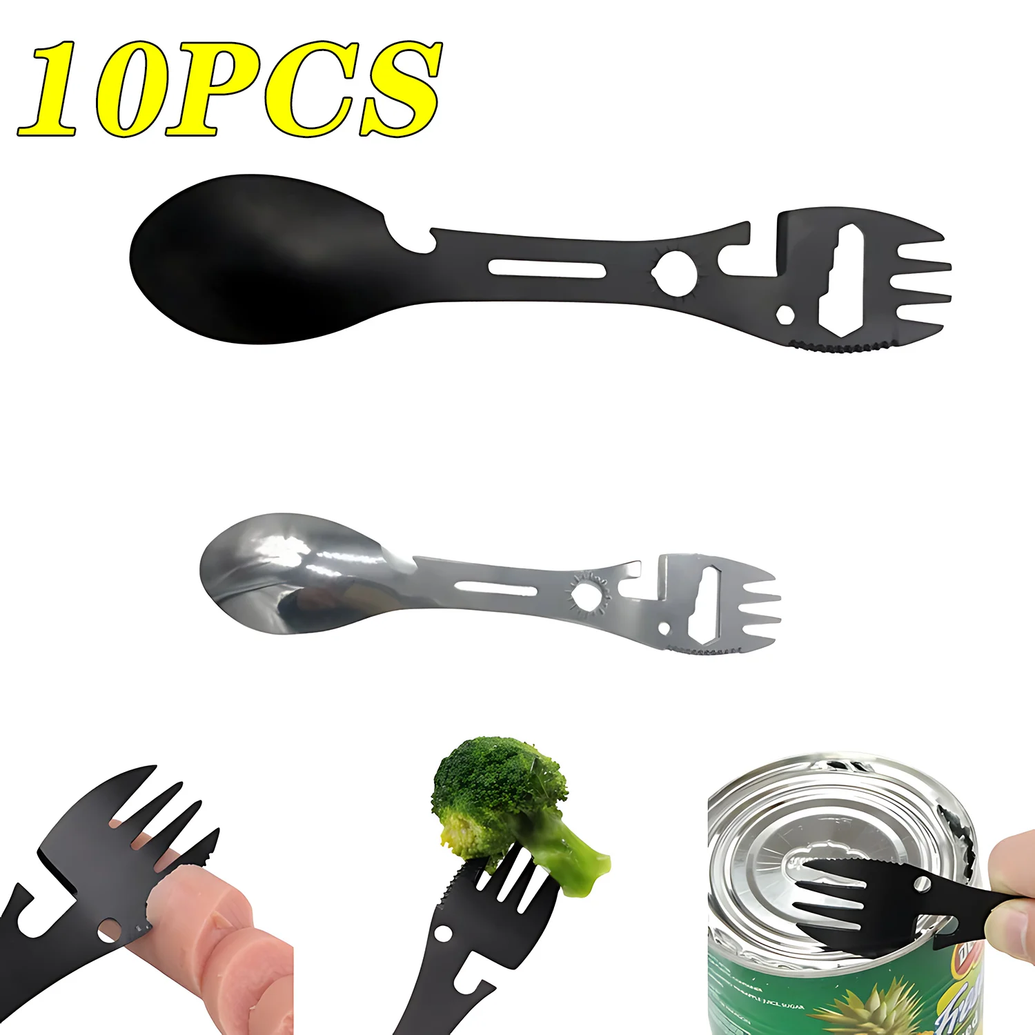 Stainless Steel Multi Tool Bottle Can Opener Spoon Cutlery Multitool Utensil Fork Tableware Camp Picnic Flatware Portable Spork