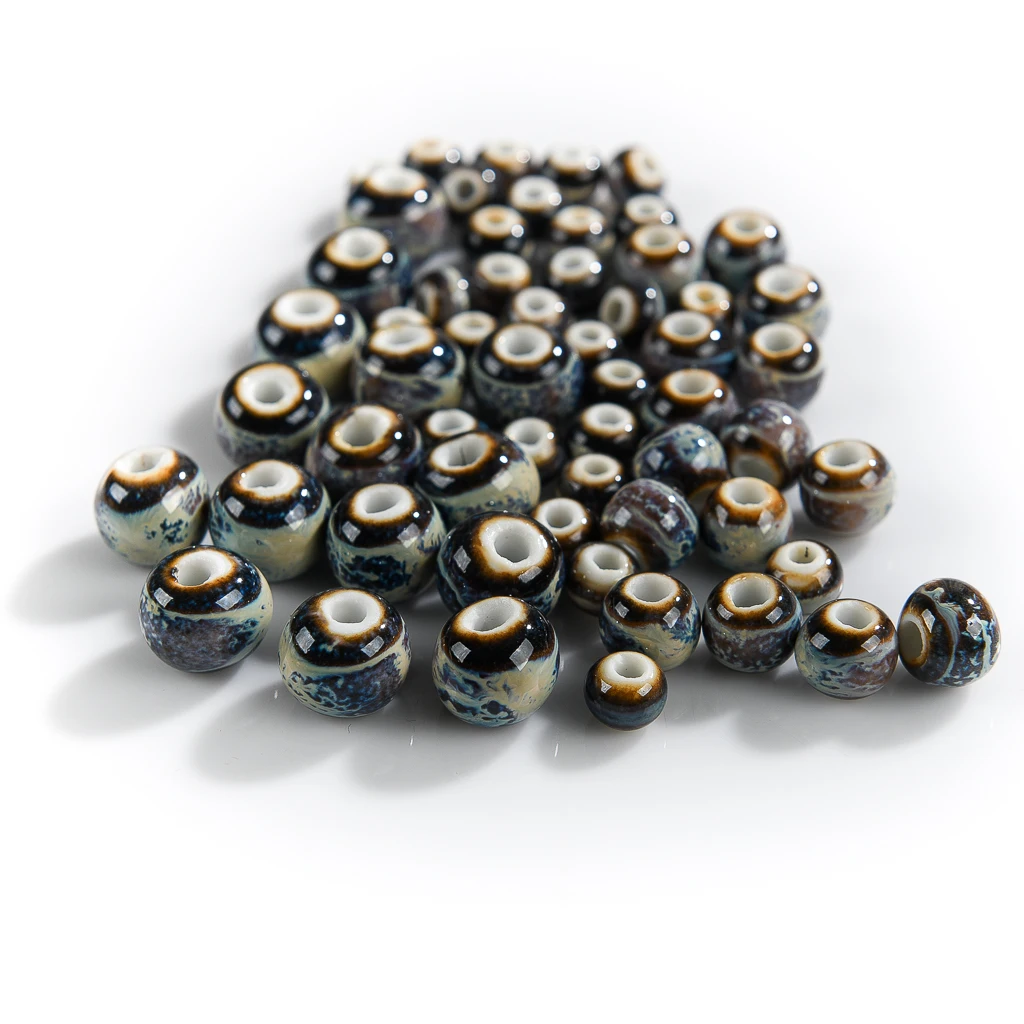 Coffee Color Porcelain Beads Ceramic Round Bead Diy 10mm 12mm 14mm Jewery Making Wholesale  #A509C