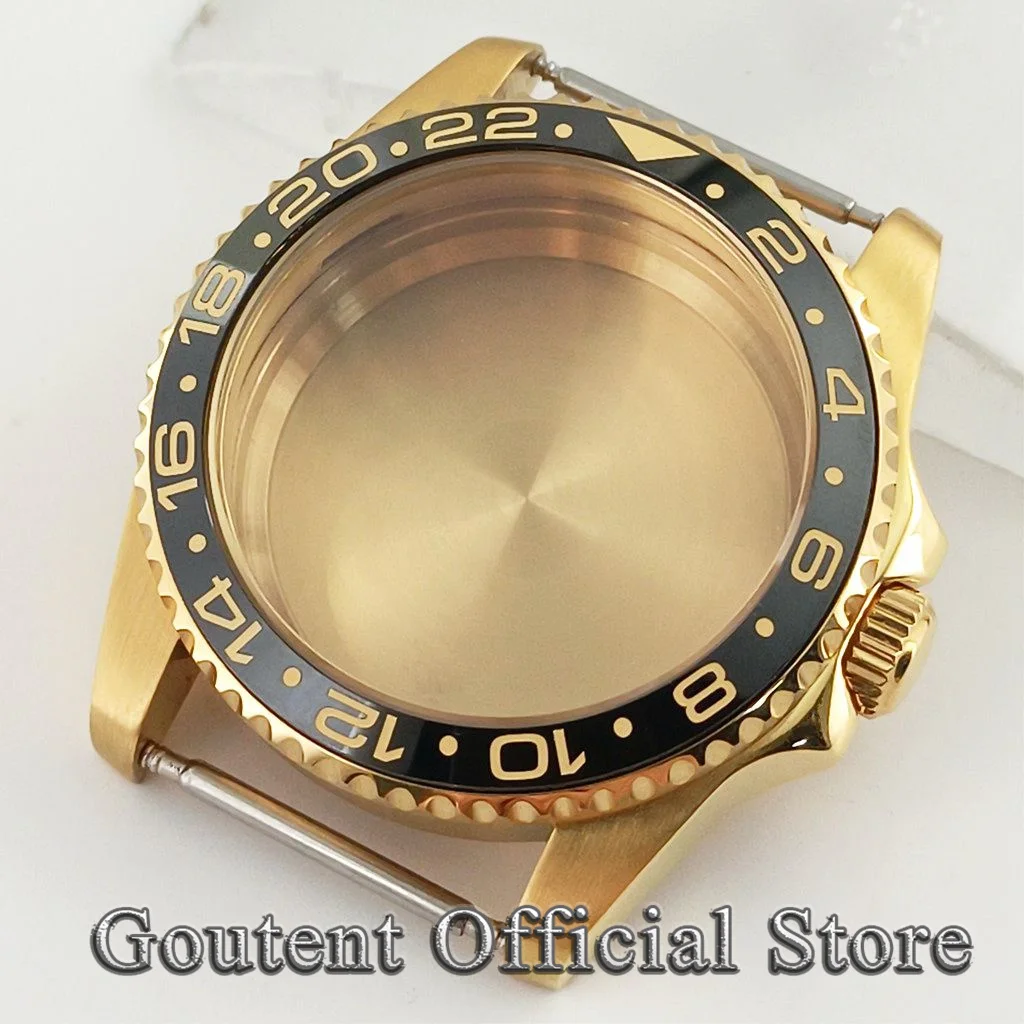 NONE Goutent 36mm Saphirglas Uhrengehäuse schwarz Keramik gmt Uhr Lünette passen nh34 nh35 nh36 eta2824 pt5000 miyota 8215 821a Uhrwerk 5