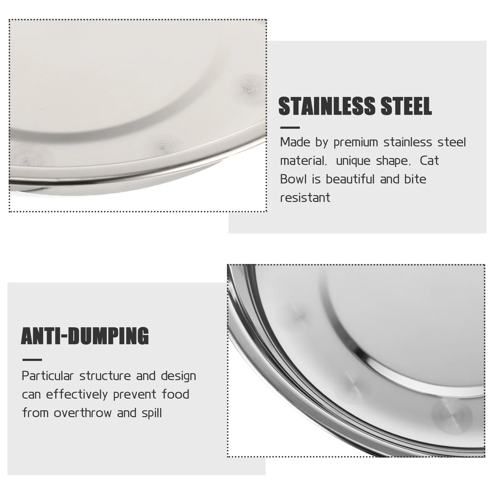 

2Pcs Stainless Steel Pet Feeding Bowls Large Size Cat Dog Bowls Stable Base Anti-Spill Wear Resistant Pet Supplies