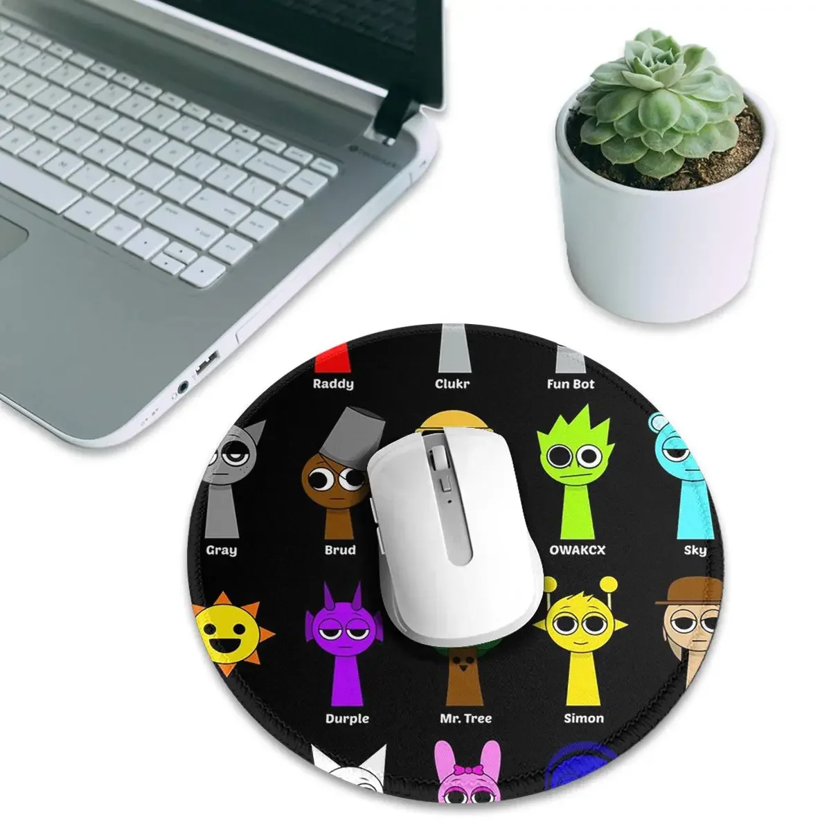 All My Sprunki Game Toys Round Mouse Pad Computer Keyboard Mouse Mat Gamer Laptop Desk Mat Office Accessories Table Mats