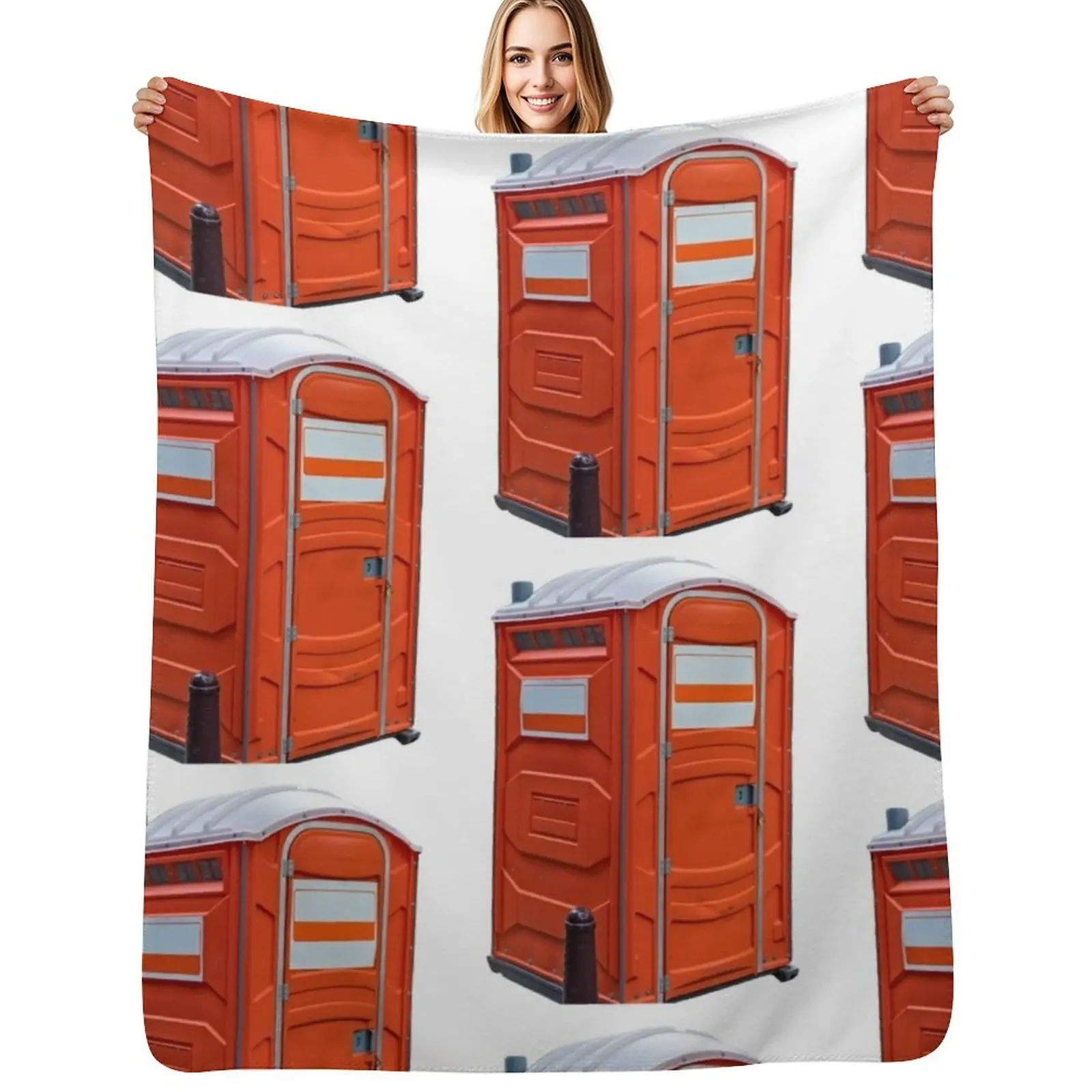 

Porta-potty public restroom Throw Blanket Cozy Home Blanket Gift for Christmas Holiday