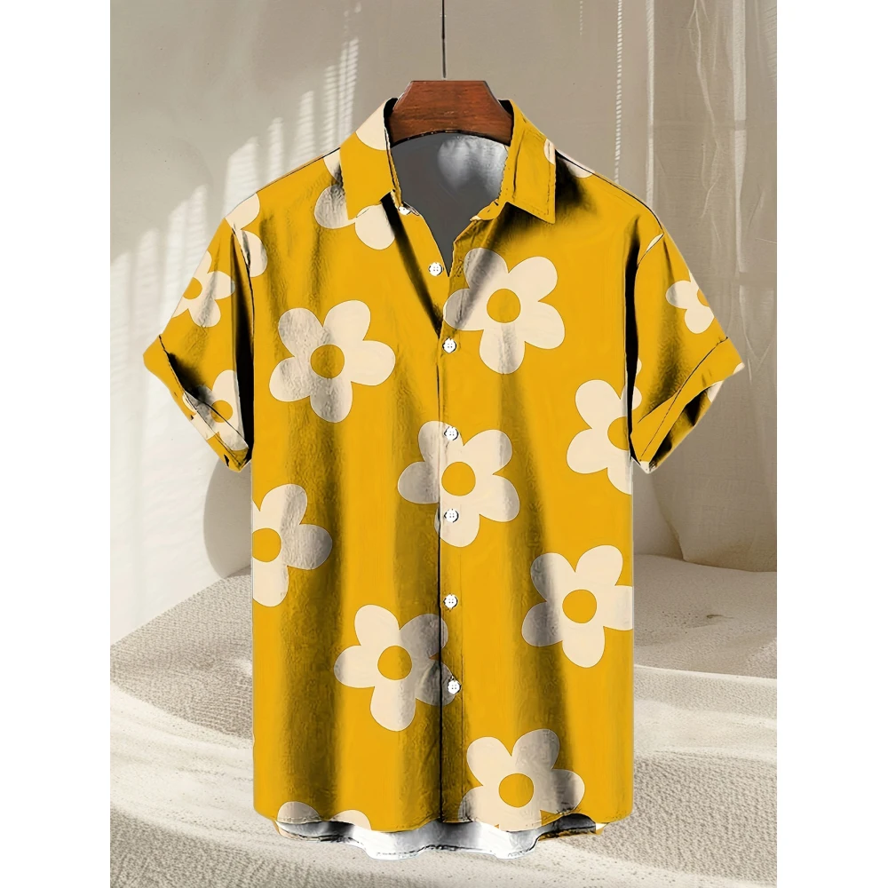 

Hawaiian Holiday Men's Shirt Floral 3D Printed Summer Loose Breathable Short Sleeve Beach Shirt Fashion Party Causal Lapel Tops