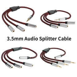 Nku Headphone Splitter 3.5mm 3 Way Aux Masculino Para Fêmea Fone de ouvido Adaptador de Áudio Triplo Stereo Splitter Cable para PC Phone MP3 PS4