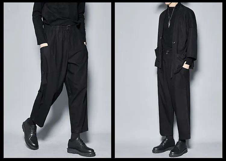 Japanese Style Cut Japanese-Style Retro Loose Men's and Women's All-Matching Fashion Casual Pants Wide Leg Cropped Street