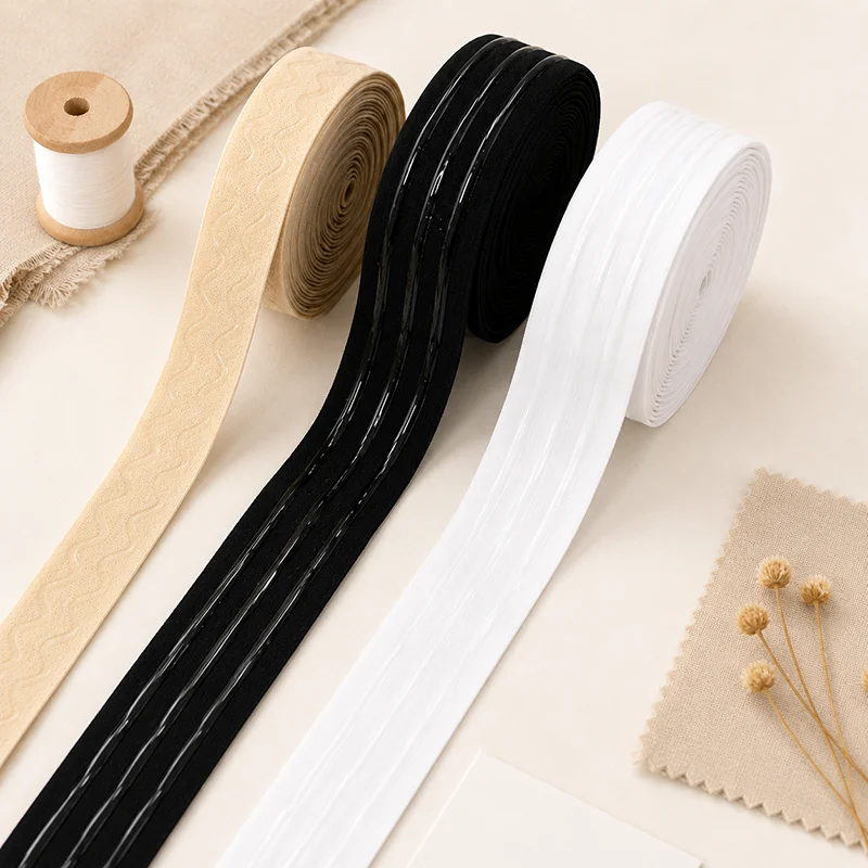 

2/5Meters 25/30mm Non Slip Silicone Elastic Band for Bra Waist Underwear Strap Garment Grip Sewing Tape Clothing Material Roll