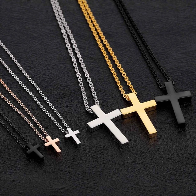 Small stainless steel cross necklace deals