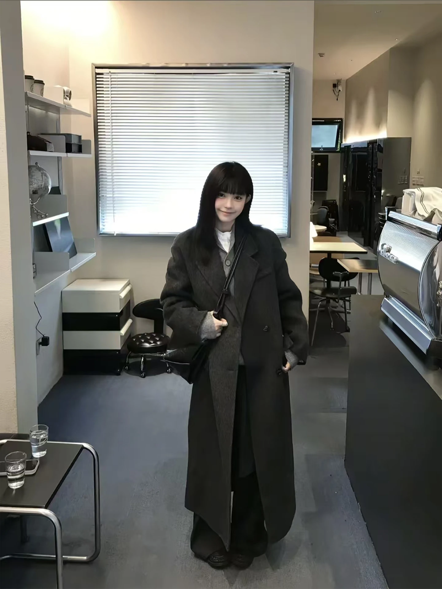 

ay Woolen Coat ex Korean Sle Premium oulder Length Briti Sle Mid-Length Loose Woolen Jaet Warm Cold-resistant