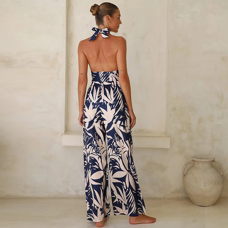 Flaxmaker, traje de baño de una pieza con estampado de hojas y cuello en V con tirantes bohemios de verano para mujer y falda, traje de baño para fiesta en la playa