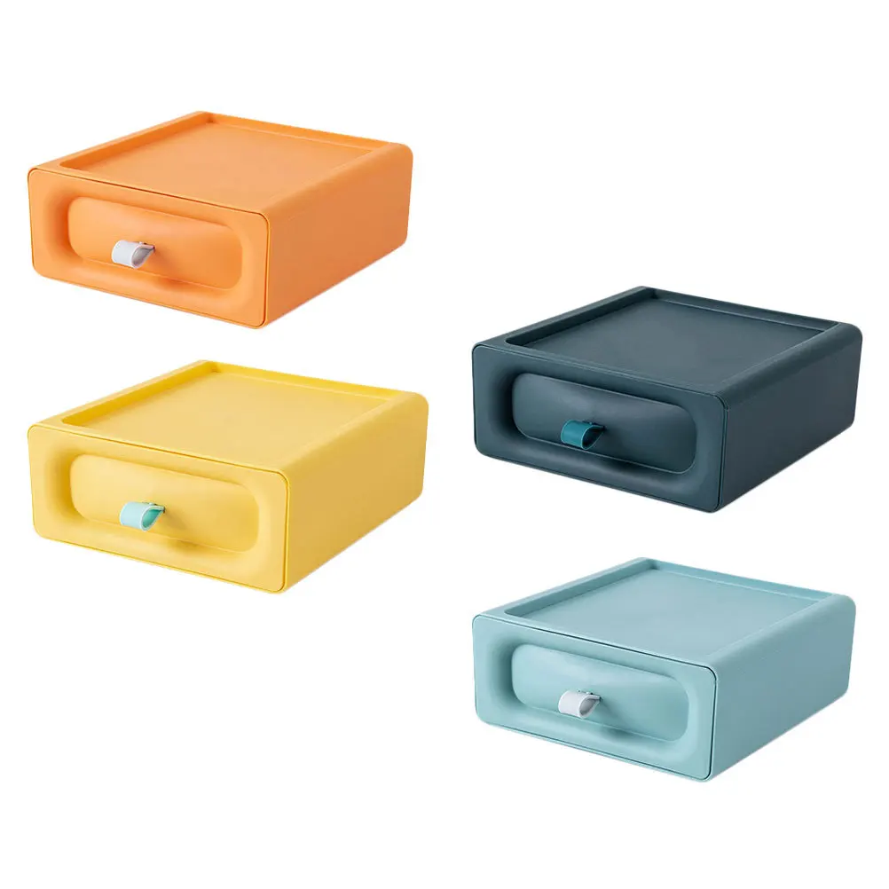 

4pcs Desktop Storage Box Detachable Drawer-Style Organizer Large Capacity Stackable Case For Office Home Sundries