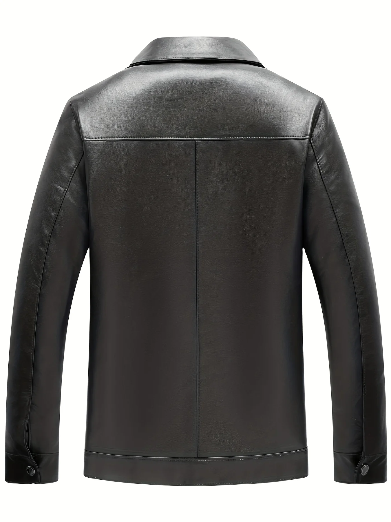 Classic Simple Lapel Style Young and Middle-Aged Men's Business Casual Zipper Pu Leather Jacket Men's Thin Four-Season Leather J