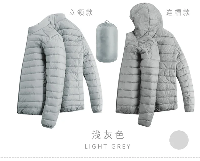 Men Hiking Down Cotton Jacket Hooded Lightweight Parkas Zip Pocket Fashion Outerwear Casual Padded Jacket and Coat Men Winter