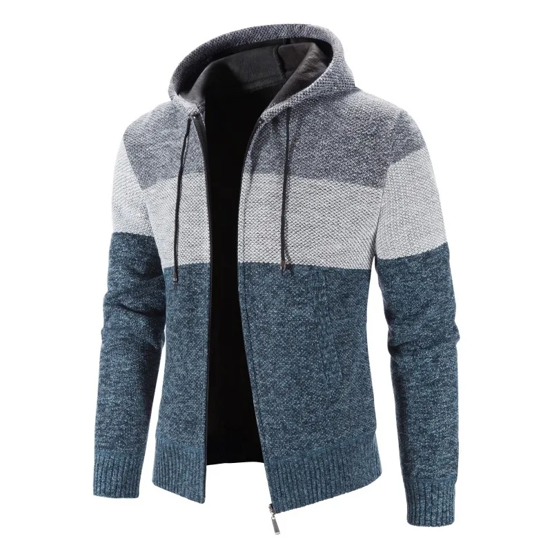 Men Hooded Jackets Cardigan Sweatshirts Hooded Sweatercoats Winter Thicker Warm Sweaters Casual Cardigans Hoodies Slim Fit Coats