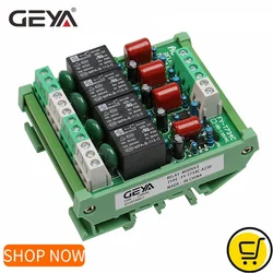 GEYA Din Rail 4 Channel Relay Module 1 SPDT DIN Rail Mount 12Volt DC 24Volt DC Interface Relay Module 230VAC 5VDC