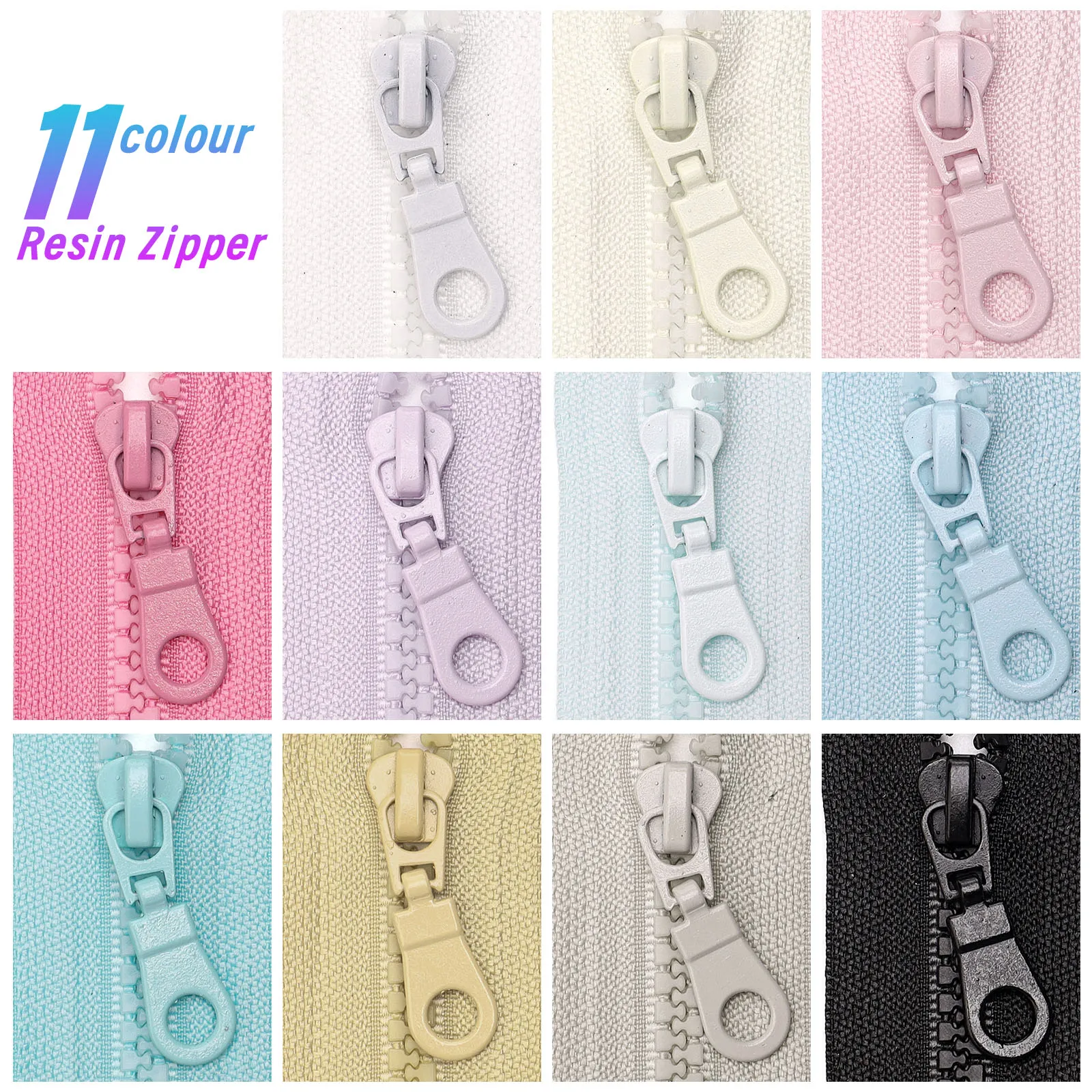 مجموعة السوستة: سحاب 177.16 بوصة مع 10 سحابات سحب، 5 #     سلسلة راتينج ملونة، متوفرة بعشرة ألوان، قطع بطول مجاني، حقائب، متوفرة يدويًا